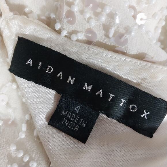 AIDAN MATTOX! SILK! CREAM SEQUIN & BEADED MERMAID INSPO GOWN, DRESS! SZ 4 - Picture 9 of 13